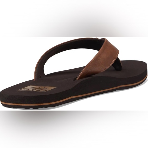 REEF Twinpin Mens Brown/Tan Vegan Leather Flip Flop/Sandal | NEW/NWT!! ☀️🌊🏝️ - Picture 5 of 11